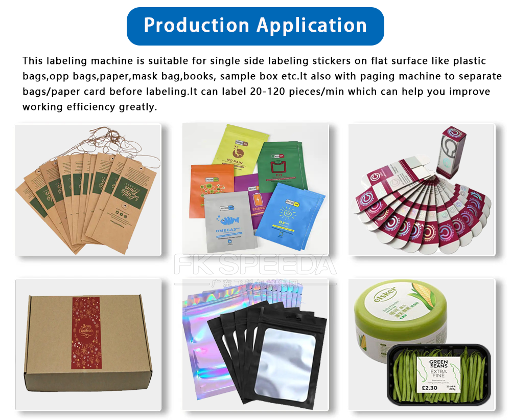 FK 812 Automatic Bag Labeling Machine with Auto Paging Feeder Card Labeling Machine for Cards hang Tags Bags