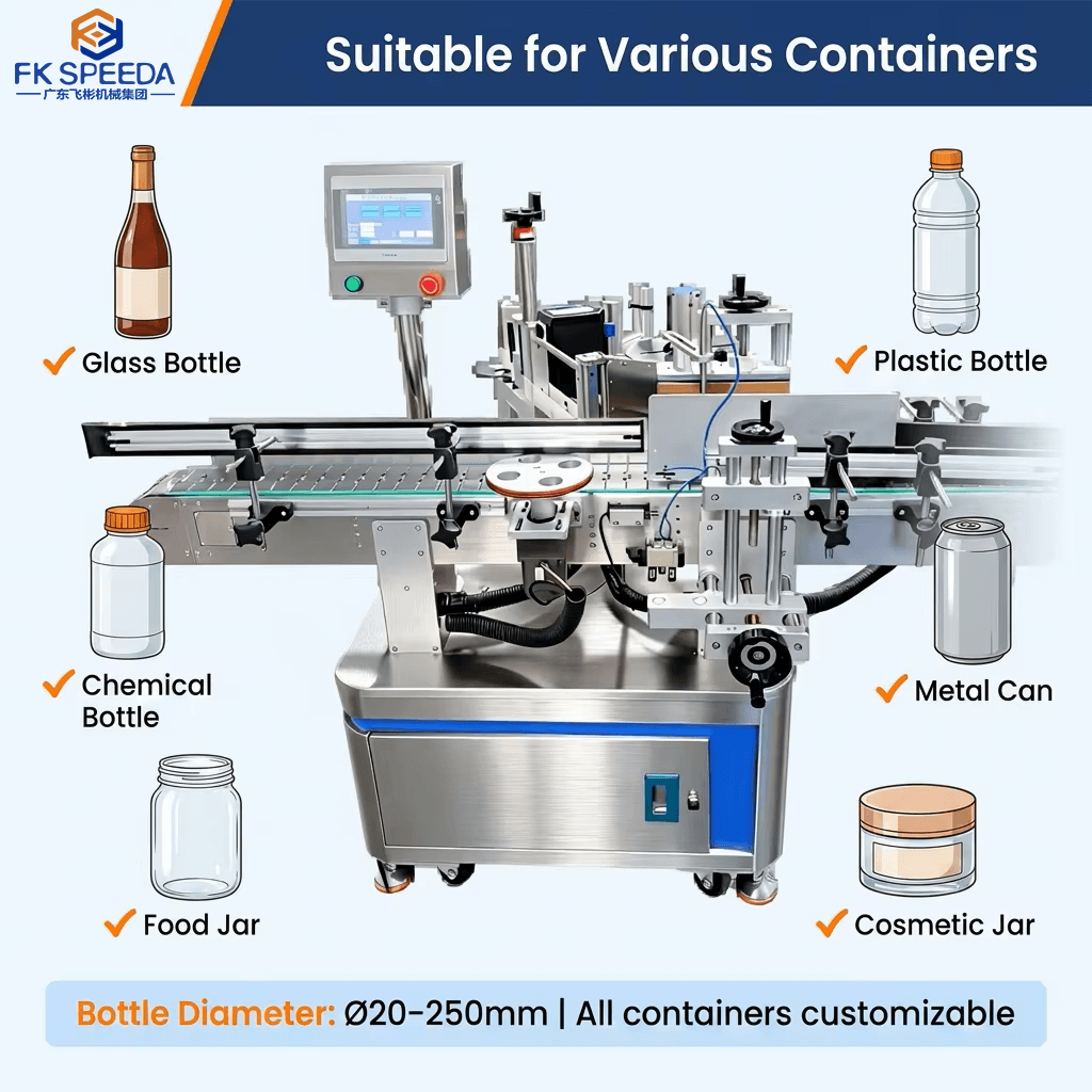 Servo Motor High Speed Rolling Round Bottle Labeling Machine Fed Labeler for Round Containers, Stable and Precise